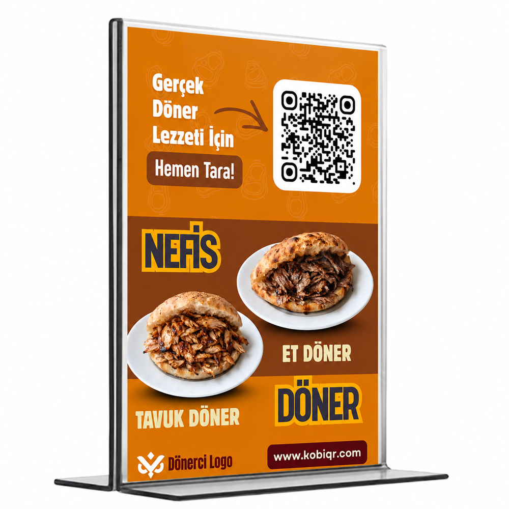 Dönerciler İçin QR Kod Standı - T Tipi - Restoran